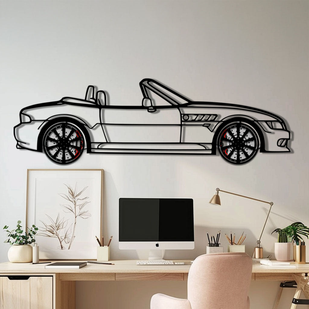 BMW Z3 Metal Car Wall Art with Rotating Wheels - Classic Roadster Silhouette Decor - Interactive Automotive Wall Art - KAFMEKA112 - Tampa Home & Garden Store