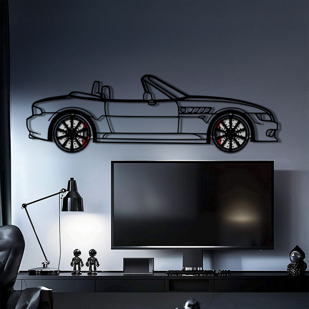 BMW Z3 Metal Car Wall Art with Rotating Wheels - Classic Roadster Silhouette Decor - Interactive Automotive Wall Art - KAFMEKA112 - Tampa Home & Garden Store