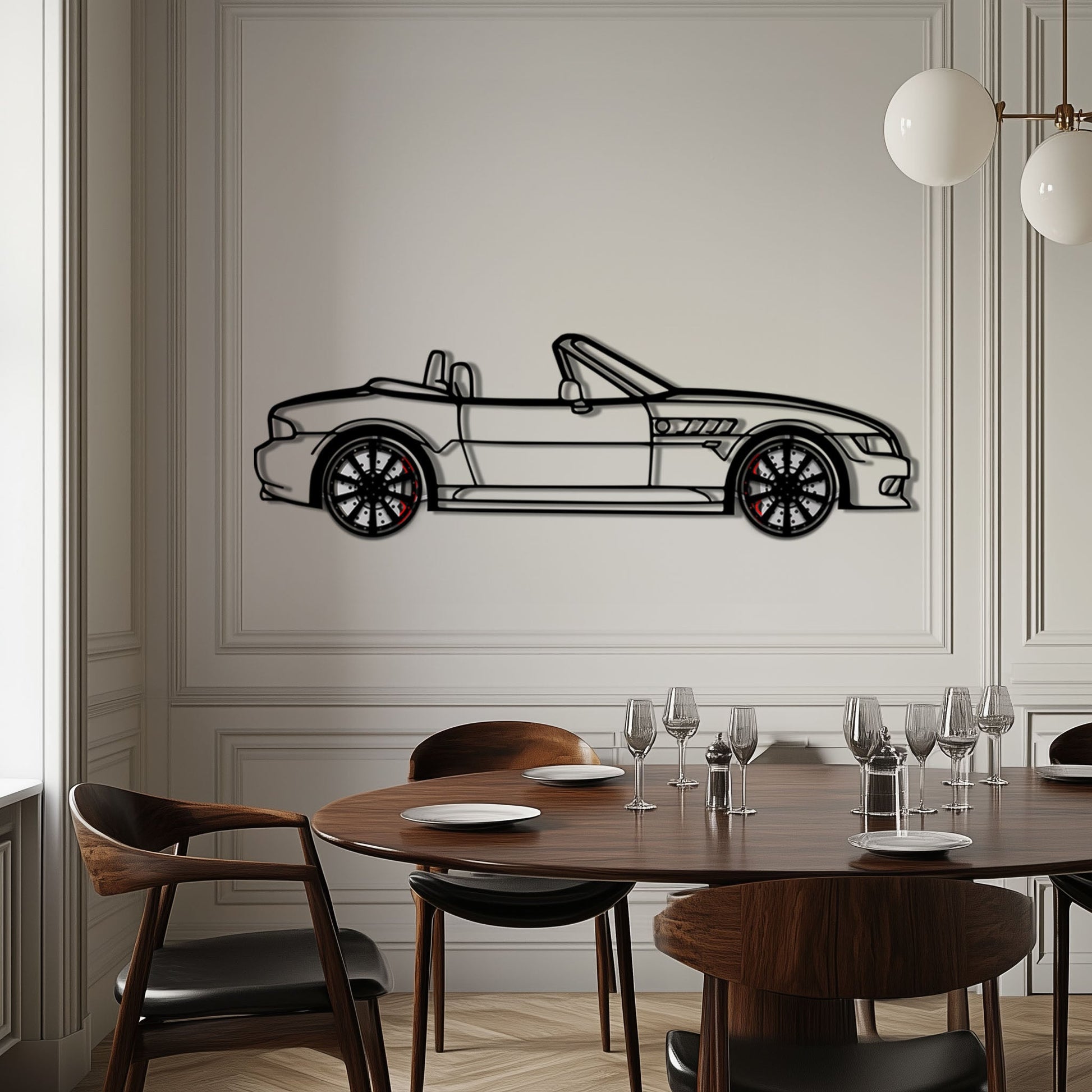 BMW Z3 Metal Car Wall Art with Rotating Wheels - Classic Roadster Silhouette Decor - Interactive Automotive Wall Art - KAFMEKA112 - Tampa Home & Garden Store