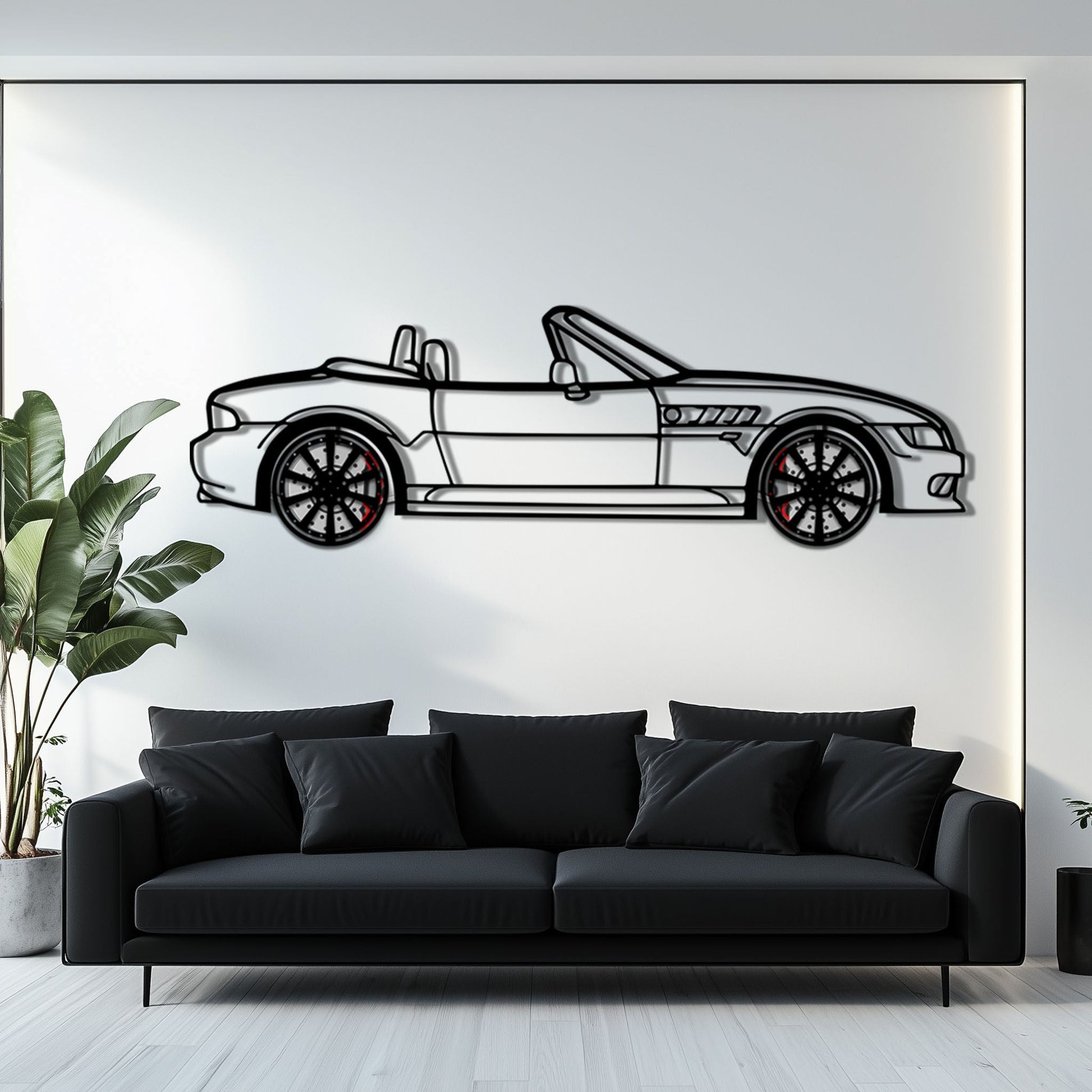 BMW Z3 Metal Car Wall Art with Rotating Wheels - Classic Roadster Silhouette Decor - Interactive Automotive Wall Art - KAFMEKA112 - Tampa Home & Garden Store