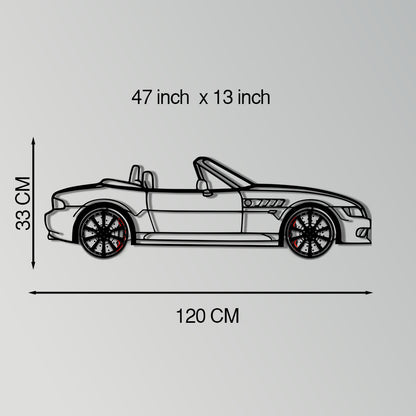 BMW Z3 Metal Car Wall Art with Rotating Wheels - Classic Roadster Silhouette Decor - Interactive Automotive Wall Art - KAFMEKA112 - Tampa Home & Garden Store