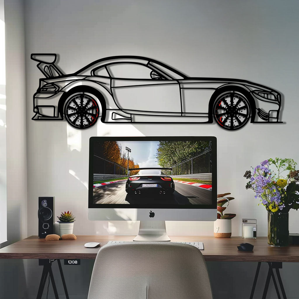 BMW Z4 E89 Metal Car Wall Art with Rotating Wheels - Modern Roadster Silhouette Decor - Interactive Automotive Wall Art - KAFMEKA113 - Tampa Home & Garden Store