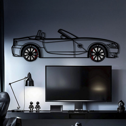 BMW Z4 M Roadster Metal Car Wall Art with Rotating Wheels - M Power Silhouette Decor - Interactive Automotive Wall Art - KAFMEKA114 - Tampa Home & Garden Store