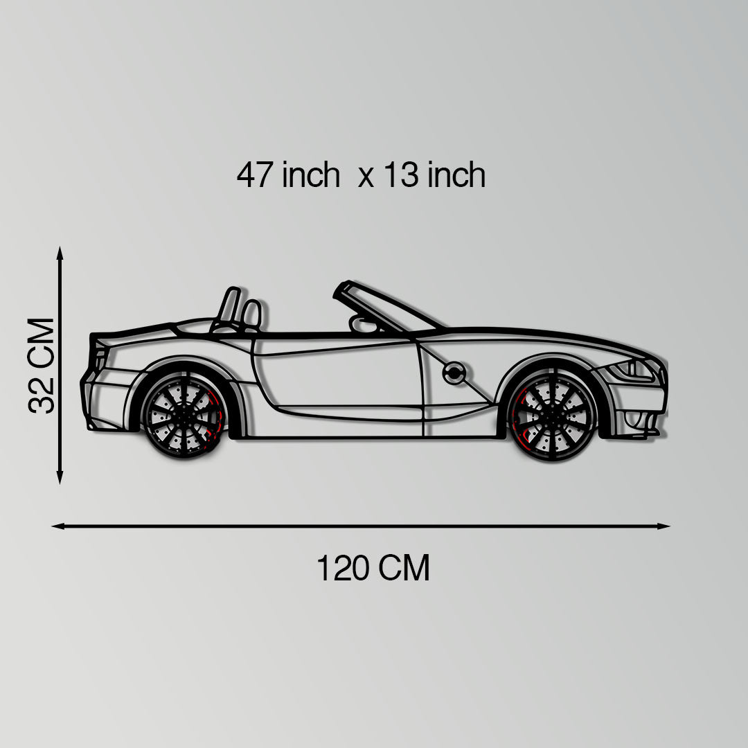 BMW Z4 M Roadster Metal Car Wall Art with Rotating Wheels - M Power Silhouette Decor - Interactive Automotive Wall Art - KAFMEKA114 - Tampa Home & Garden Store
