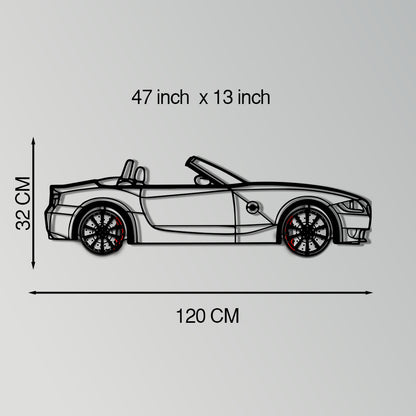 BMW Z4 M Roadster Metal Car Wall Art with Rotating Wheels - M Power Silhouette Decor - Interactive Automotive Wall Art - KAFMEKA114 - Tampa Home & Garden Store