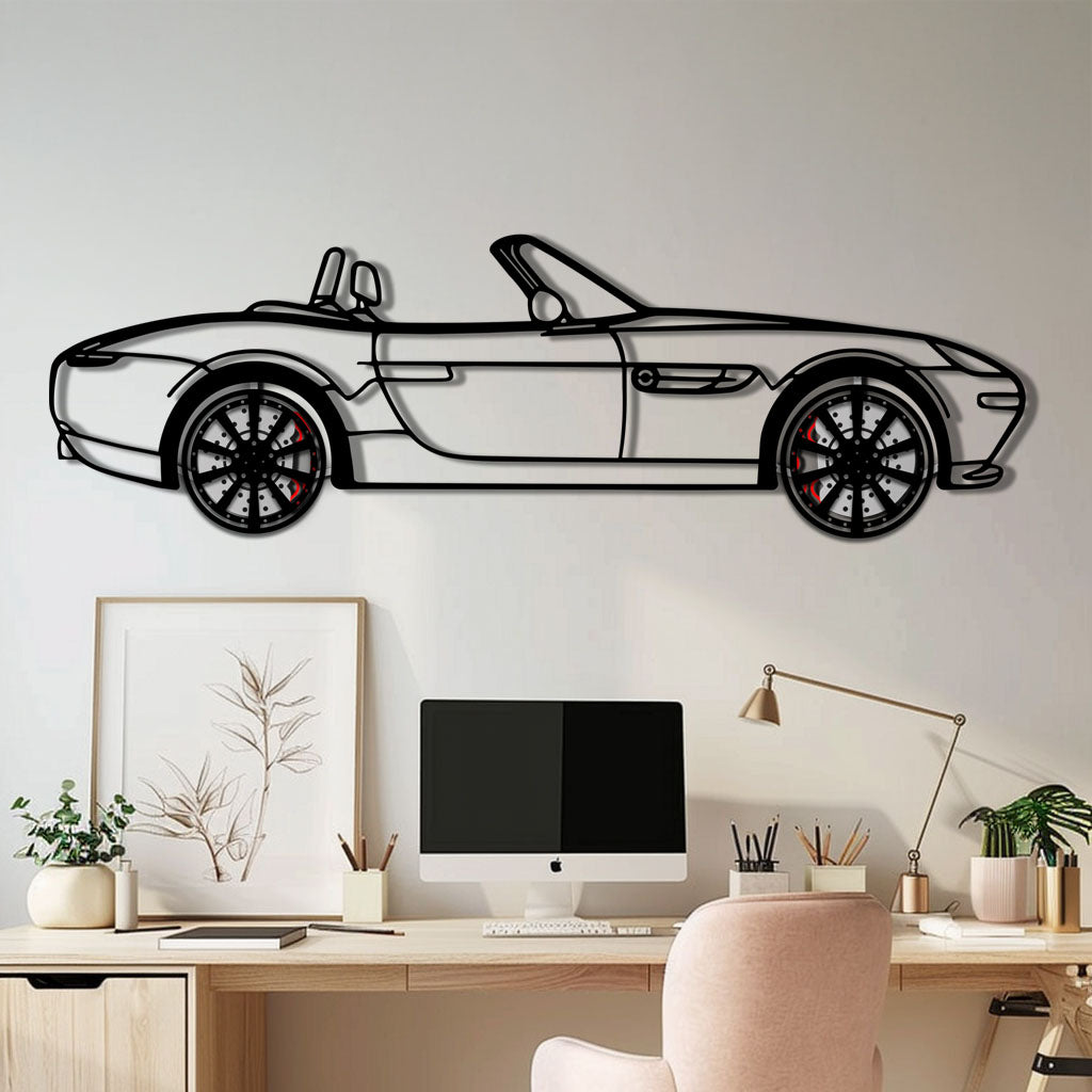 BMW Z8 Metal Car Wall Art with Rotating Wheels - Classic Luxury Roadster Silhouette - Interactive Automotive Wall Decor - KAFMEKA115 - Tampa Home & Garden Store