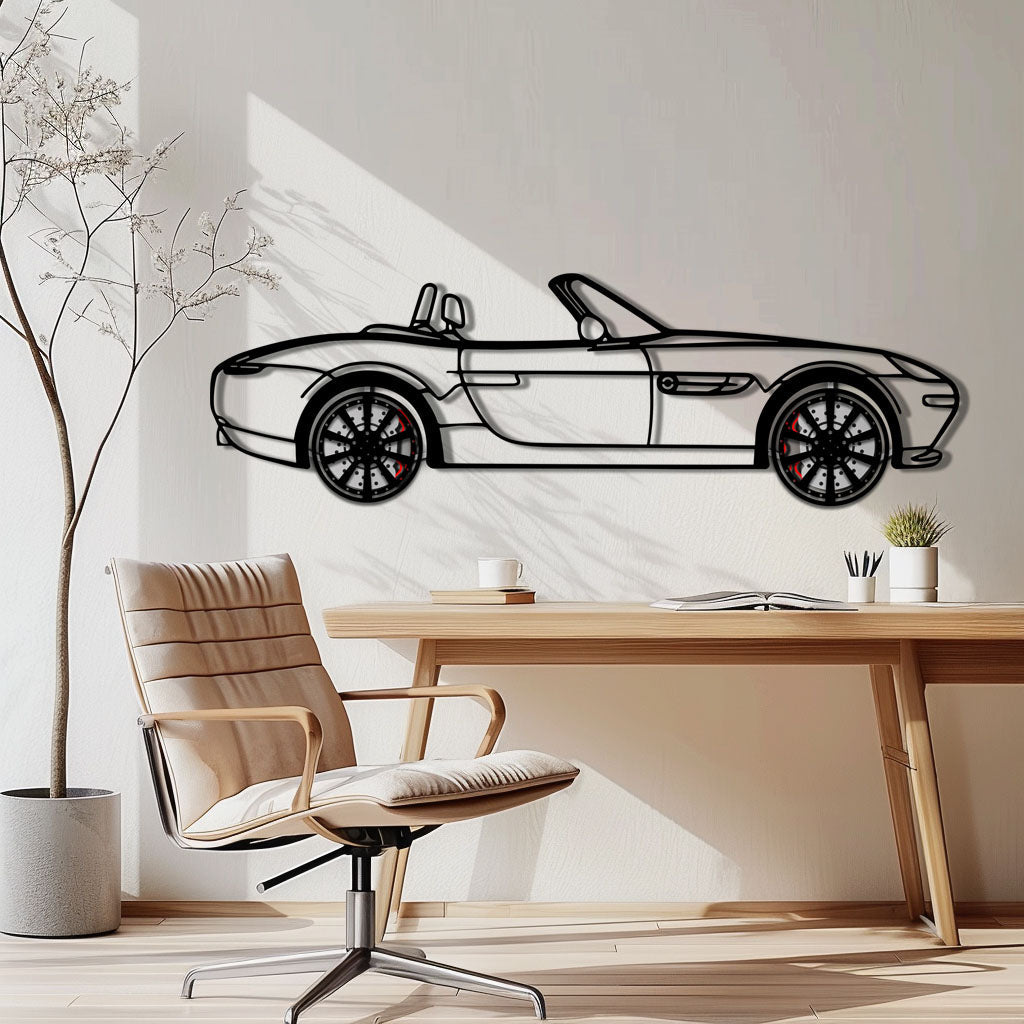 BMW Z8 Metal Car Wall Art with Rotating Wheels - Classic Luxury Roadster Silhouette - Interactive Automotive Wall Decor - KAFMEKA115 - Tampa Home & Garden Store