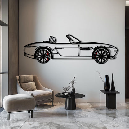 BMW Z8 Metal Car Wall Art with Rotating Wheels - Classic Luxury Roadster Silhouette - Interactive Automotive Wall Decor - KAFMEKA115 - Tampa Home & Garden Store