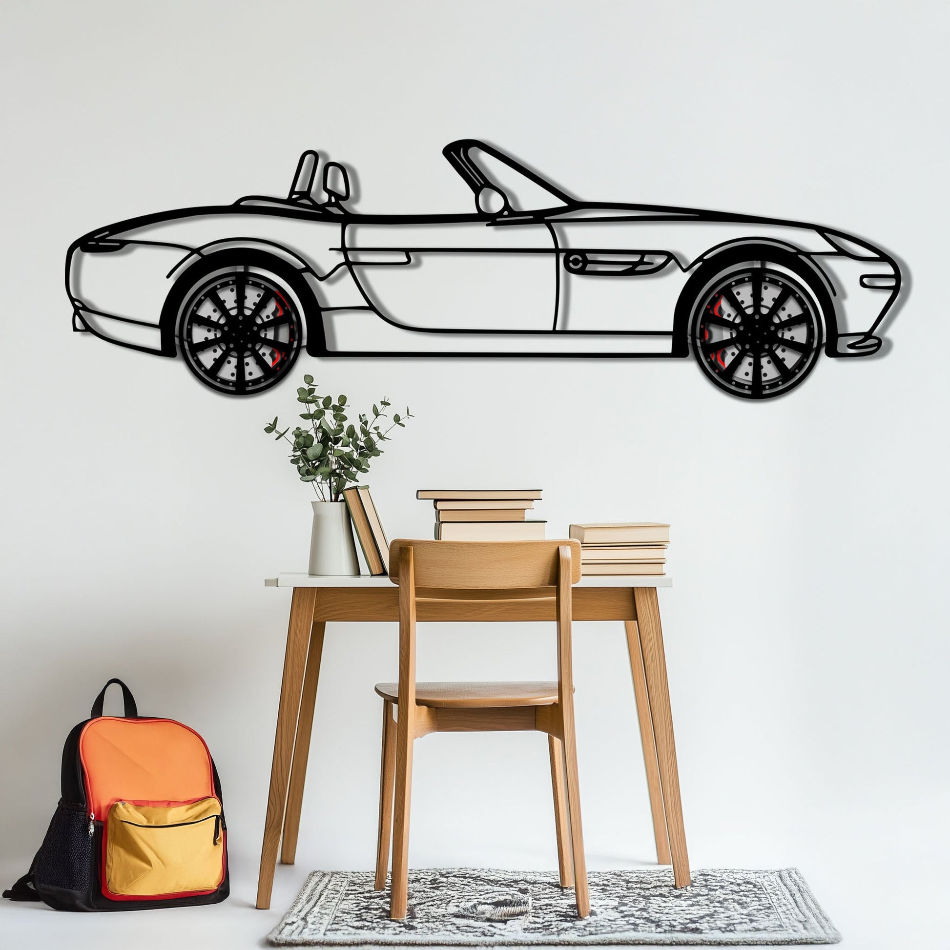 BMW Z8 Metal Car Wall Art with Rotating Wheels - Classic Luxury Roadster Silhouette - Interactive Automotive Wall Decor - KAFMEKA115 - Tampa Home & Garden Store