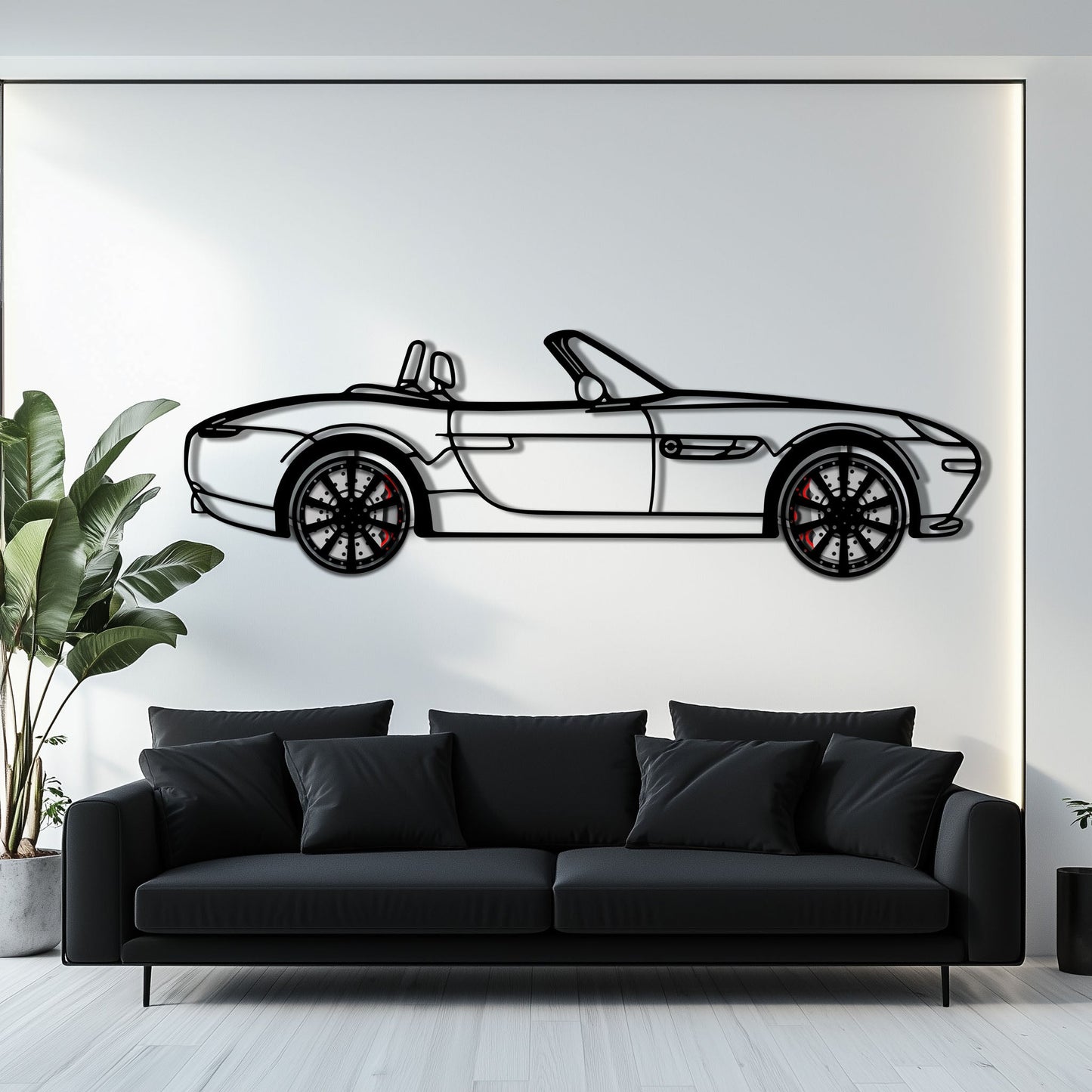 BMW Z8 Metal Car Wall Art with Rotating Wheels - Classic Luxury Roadster Silhouette - Interactive Automotive Wall Decor - KAFMEKA115 - Tampa Home & Garden Store