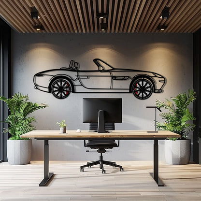 BMW Z8 Metal Car Wall Art with Rotating Wheels - Classic Luxury Roadster Silhouette - Interactive Automotive Wall Decor - KAFMEKA115 - Tampa Home & Garden Store