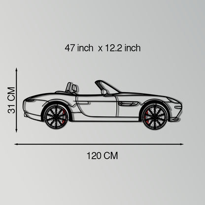 BMW Z8 Metal Car Wall Art with Rotating Wheels - Classic Luxury Roadster Silhouette - Interactive Automotive Wall Decor - KAFMEKA115 - Tampa Home & Garden Store