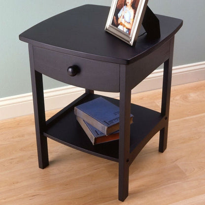 Mesa de Noche Contemporánea Negra de 1 Cajón para Dormitorio