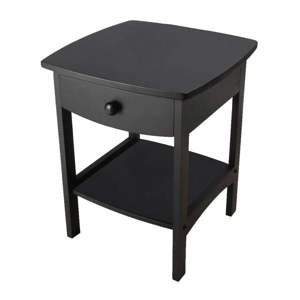 Mesa de Noche Contemporánea Negra de 1 Cajón para Dormitorio