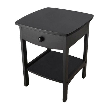 Mesa de Noche Contemporánea Negra de 1 Cajón para Dormitorio