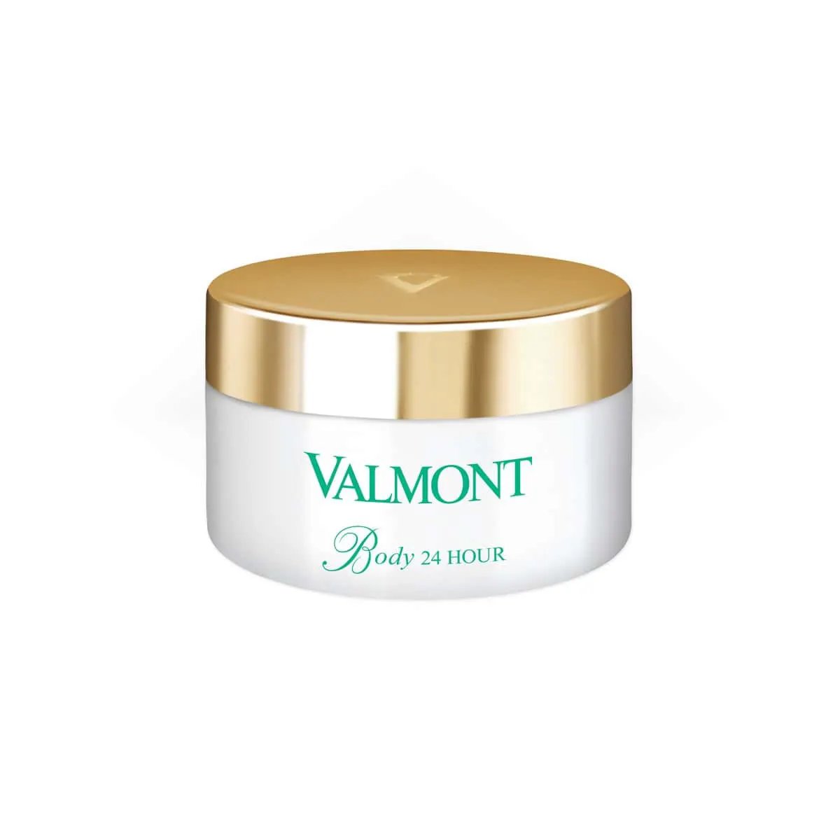 Valmont Body 24 Hour moisturizer in a white jar with a gold lid on Tampa Home & Garden Store