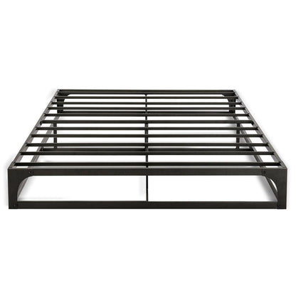 Base de cama de plataforma de metal resistente de perfil bajo moderna de tamaño completo