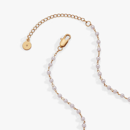 Bow Pearl Coquette Necklace with Gold Plated Bow