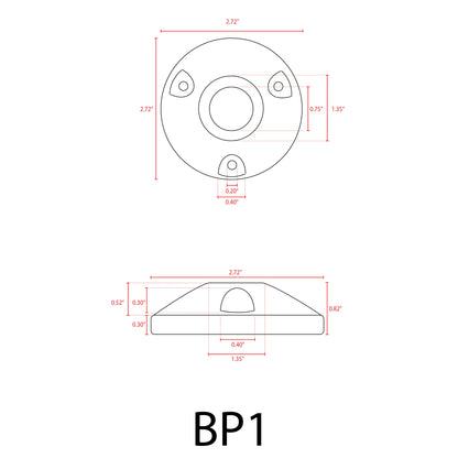 BP1 Brass Surface Mount Round Bracket for Landscape Lighting Fixture - Tampa Home & Garden Store