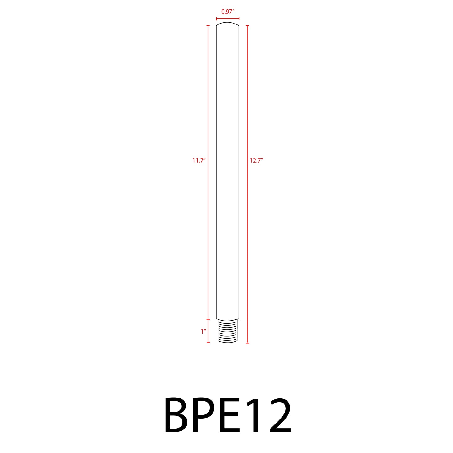 BPE - Extensión de poste de latón de 6", 12" o 24" para luminarias de latón para caminos y focos