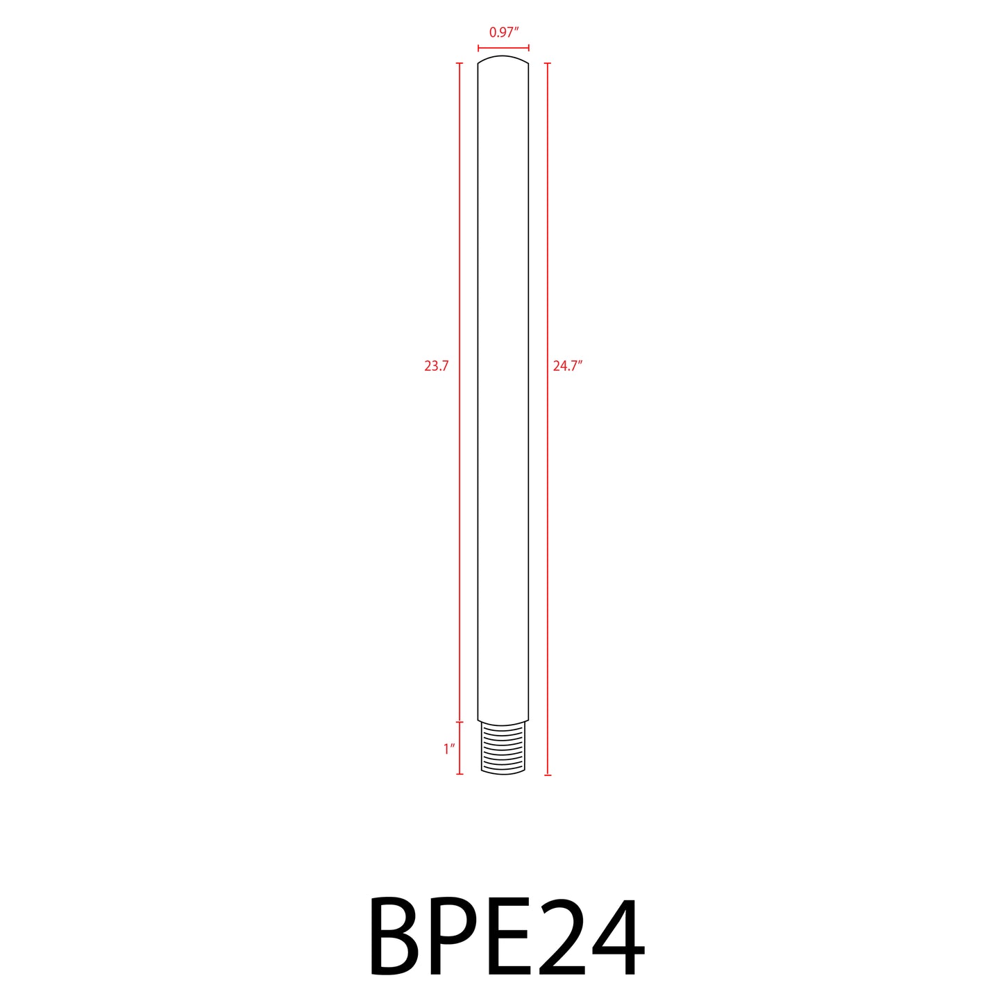 BPE - Extensión de poste de latón de 6", 12" o 24" para luminarias de latón para caminos y focos
