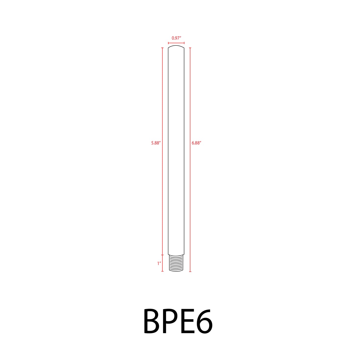 BPE - Brass Post Extension 6", 12" or 24" for Brass Path/Spot Light Fixtures