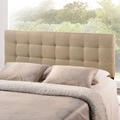 Cabecero de tela beige tamaño king con tapizado moderno