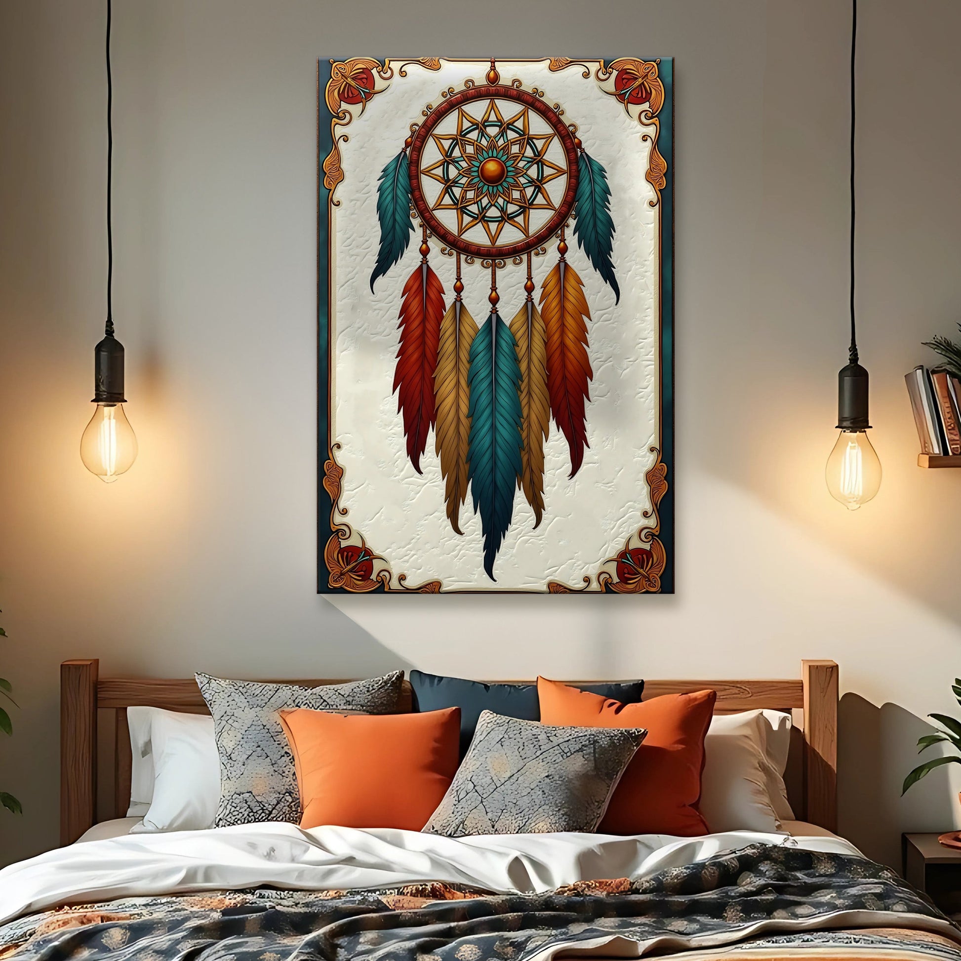 3D Whispering Feathers Wall Art V canvas with multicolor feather motif Tailored Canvases on Tampa Home & Garden Store
