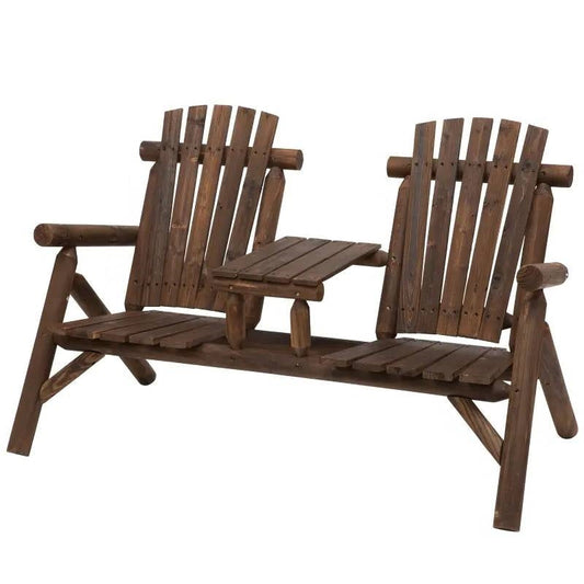 Adirondack Patio 2 Chair Lounger with Center Coffee Table Brown - Tampa Home & Garden Store