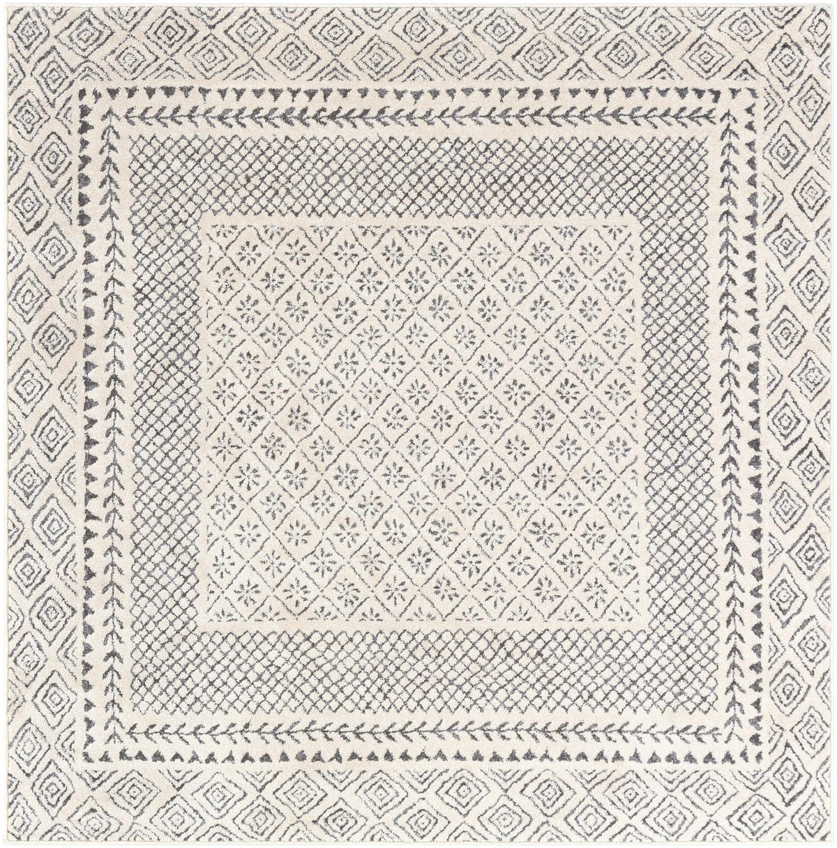 Burdette Soft Neutral Rug by Boutique Rugs with geometric diamond lattice pattern on Tampa Home & Garden Store