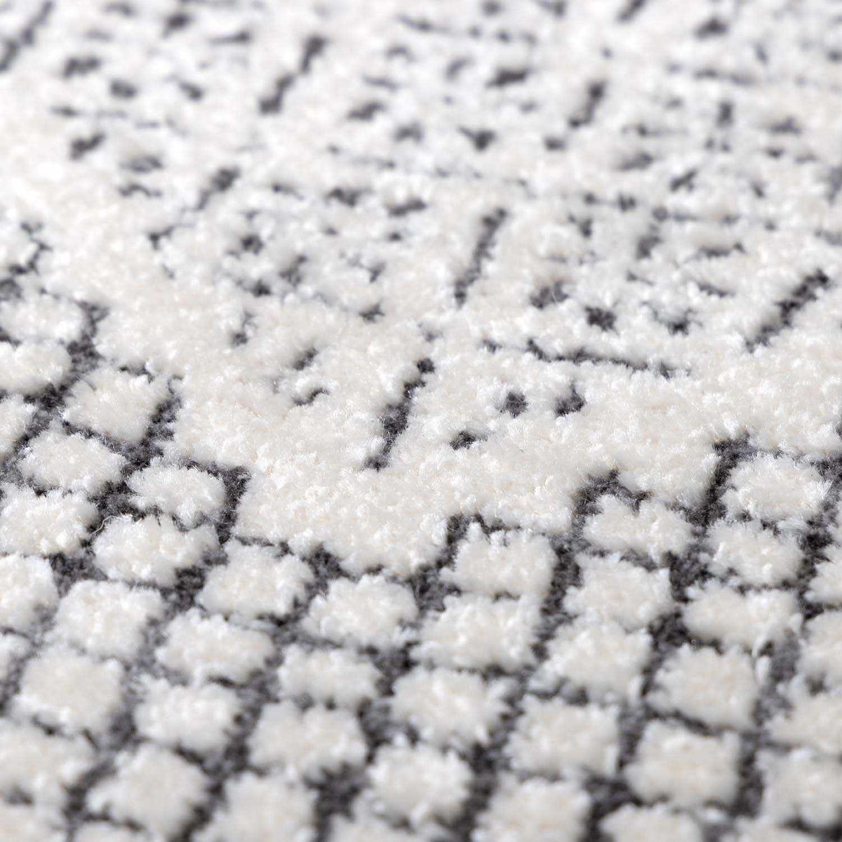 Burdette Soft Neutral Rug cream pile with charcoal lattice pattern by Boutique Rugs on Tampa Home & Garden Store