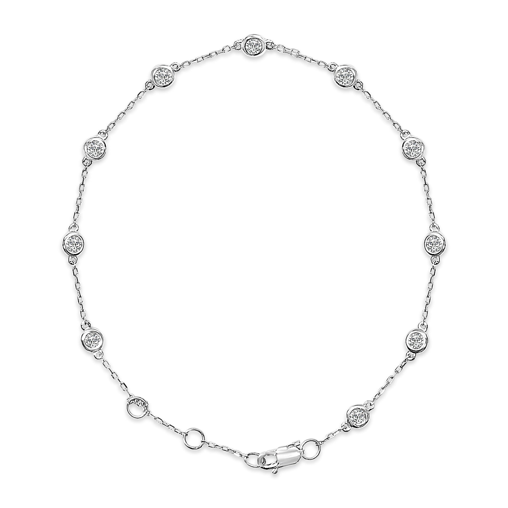 Bracelet 14K white gold bezel-set lab grown diamonds 1/2 Cttw on a delicate station design on Tampa Home & Garden Store