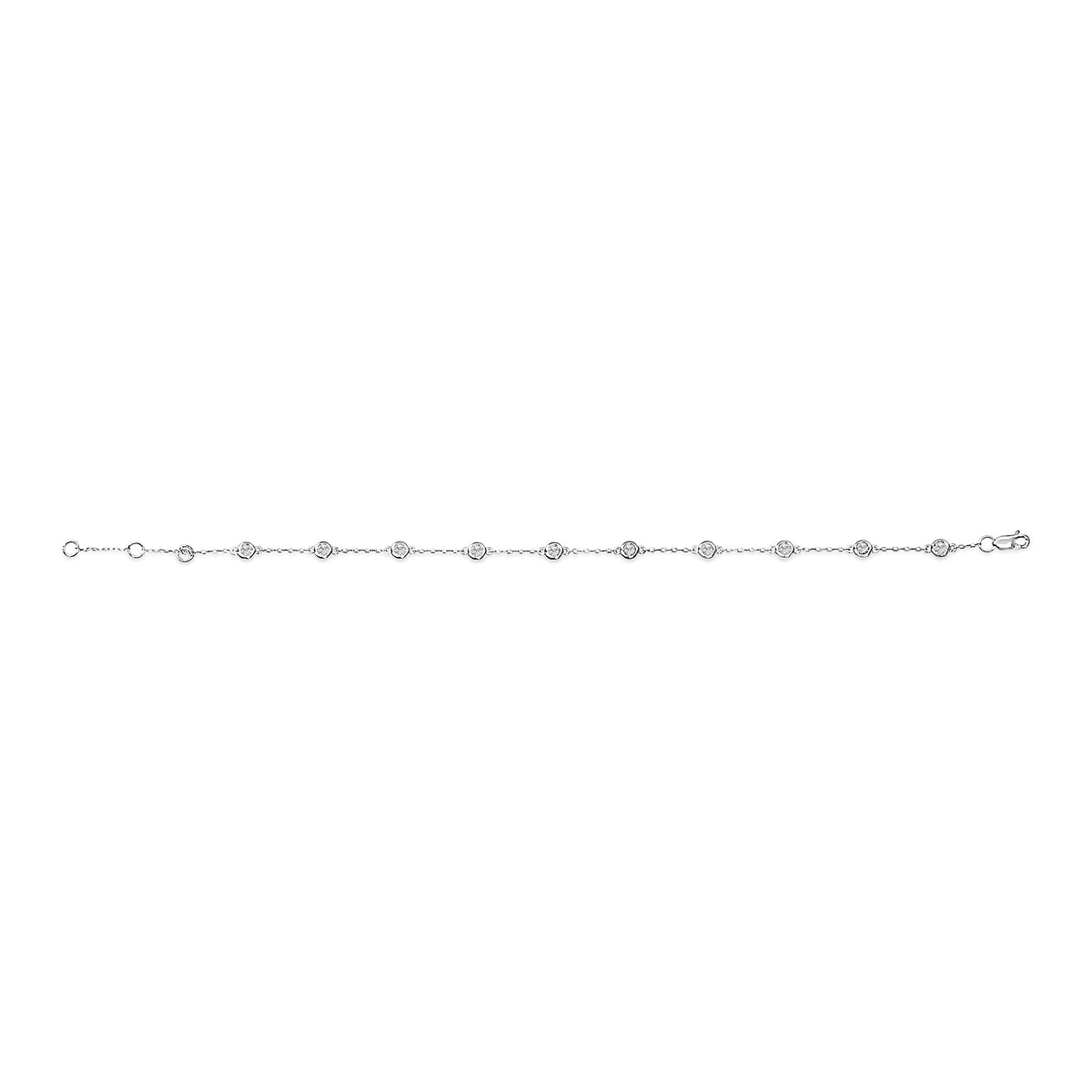 Bracelet 14K white gold bezel-set lab-grown diamonds, 1/2 cttw, station design, Bids.com on Tampa Home & Garden Store