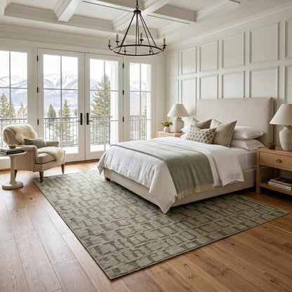Dragan Green Washable Area Rug by Boutique Rugs in green-gray geometric pattern on Tampa Home & Garden Store
