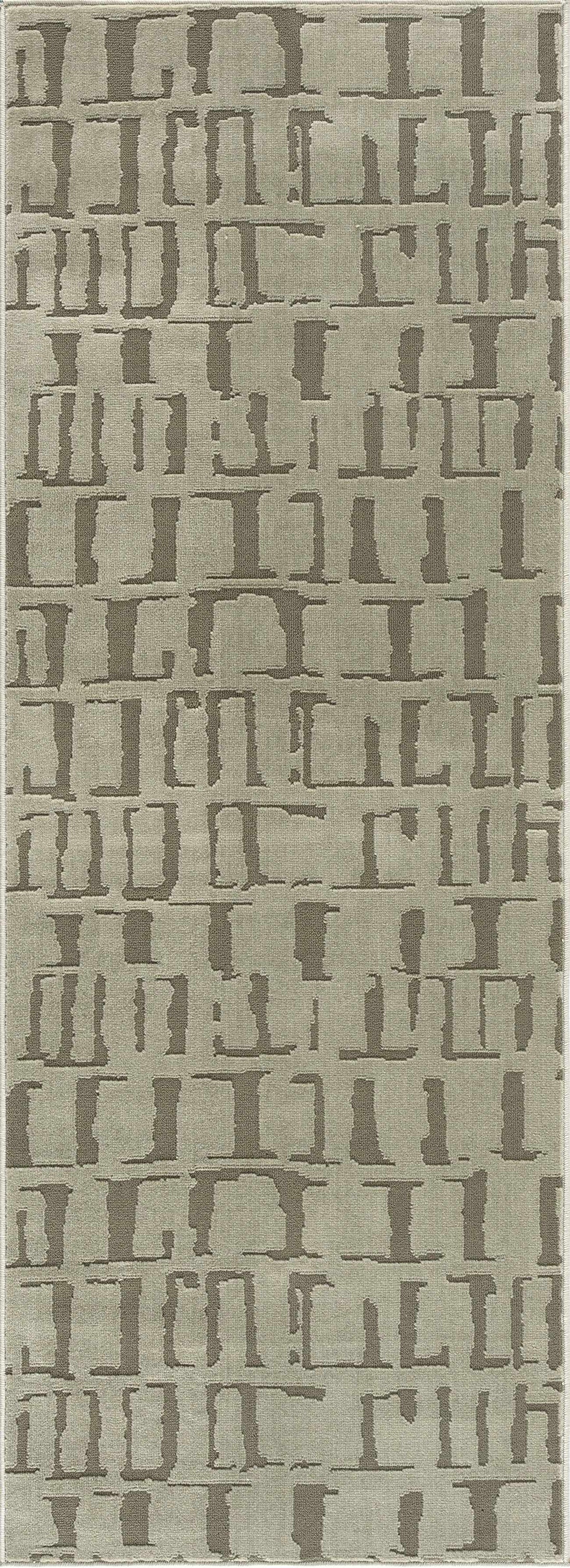 Dragan Green Modern Washable Area Rug beige with taupe abstract letter pattern on Tampa Home & Garden Store