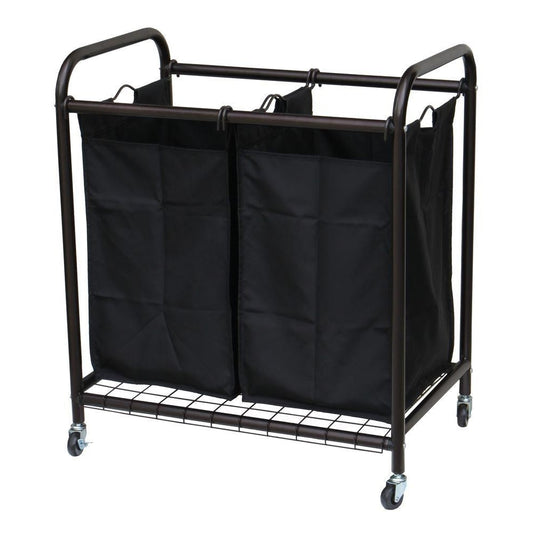Bronze Laundry Hamper Cart with 2 Black Sorter Bags - Tampa Home & Garden Store