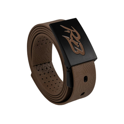 RB 2.0 Belt by Ridge Belts, brown embossed leather with matte black buckle on Tampa Home & Garden Store