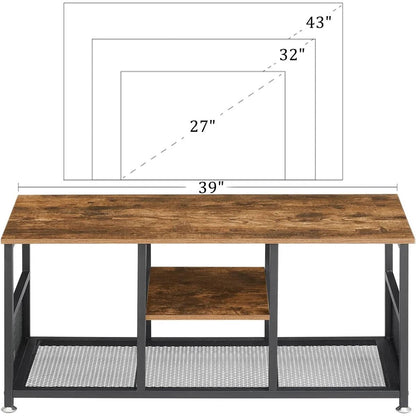 Mueble TV Industrial Moderno de Metal y Madera con Estante de Almacenamiento Multimedia
