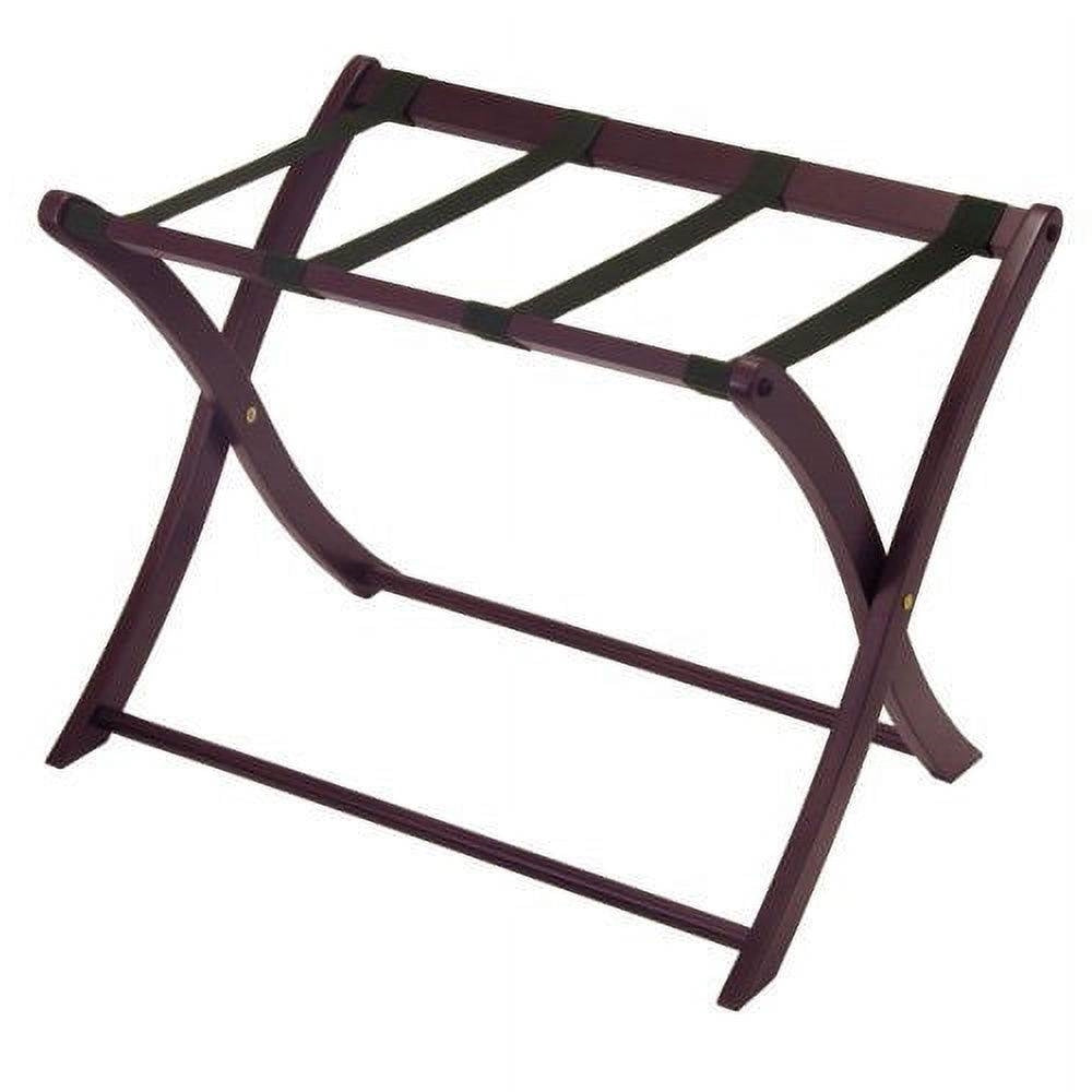 Bandeja plegable de madera maciza en acabado marrón medio con correas de nailon negras