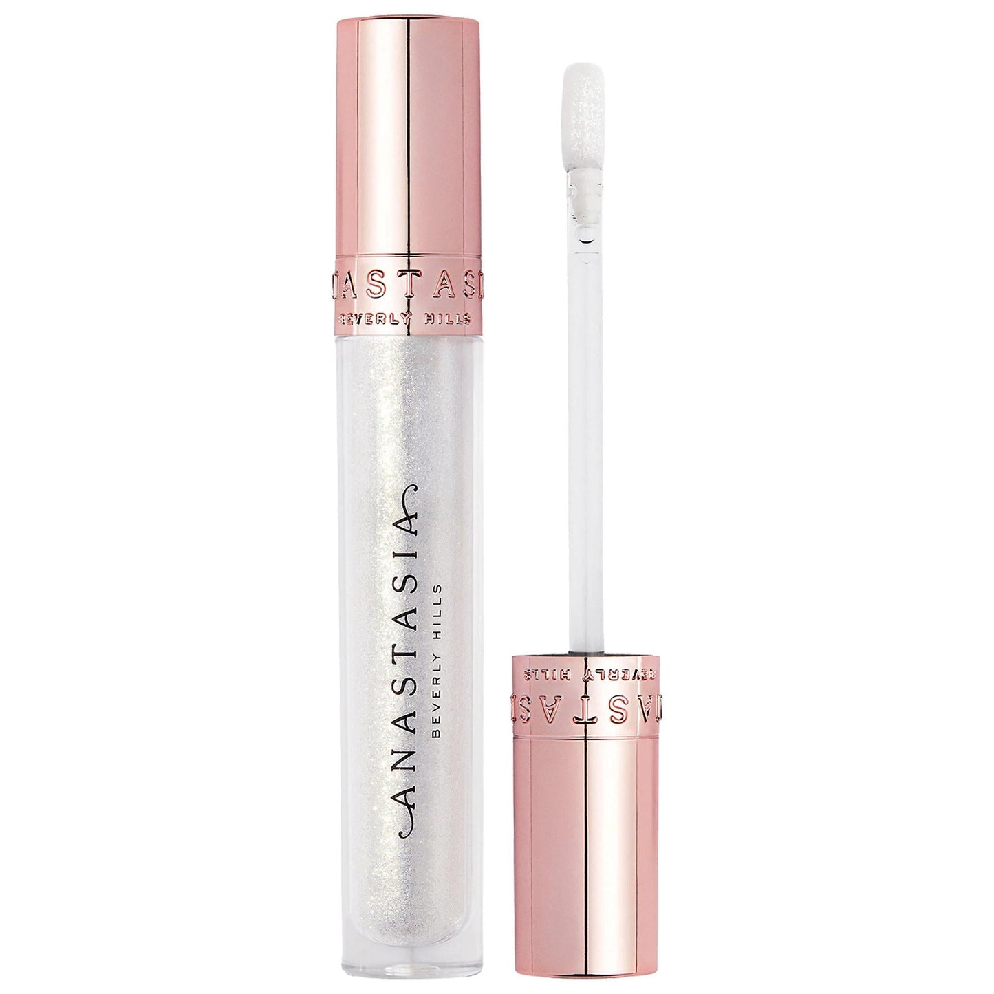 Universal Luminous Lip Gloss by Beauty Care Bag, clear glitter in rose-gold tube with wand on Tampa Home & Garden Store