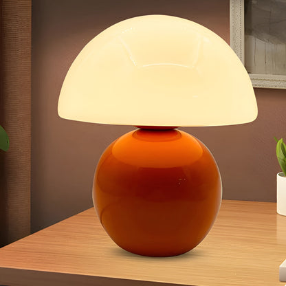 USB Mushroom Lamp orange ceramic base with white mushroom shade, ambient night light on Tampa Home & Garden Store
