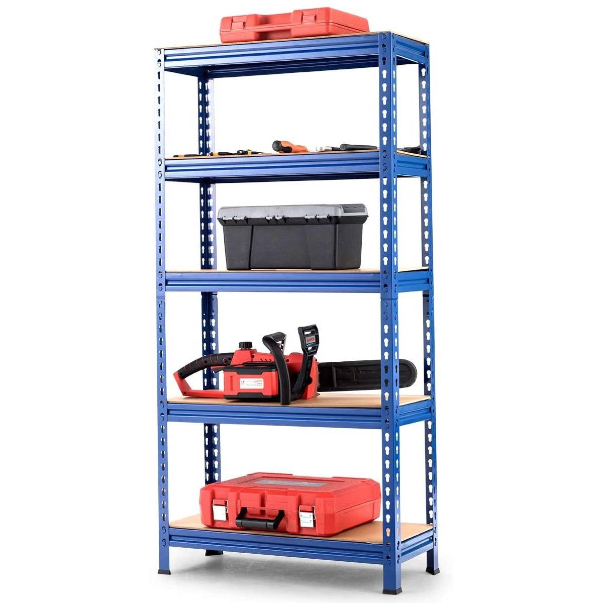Estantería de almacenamiento de metal de 5 estantes, resistente, ajustable, de 60 pulgadas, azul marino