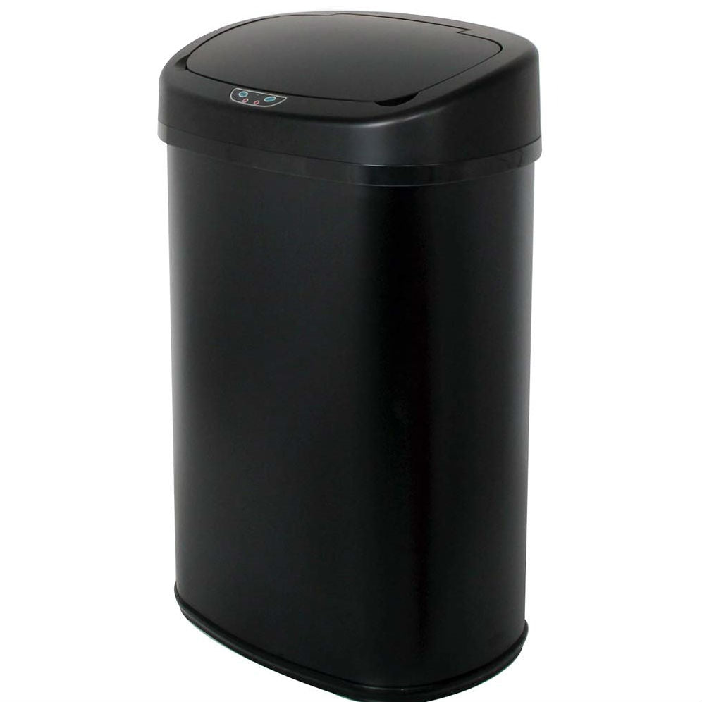 Bote de basura negro de 13 galones para cocina con tapa de sensor de movimiento sin contacto