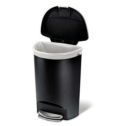 Bote de basura de cocina negro de 13 galones con tapa de pedal