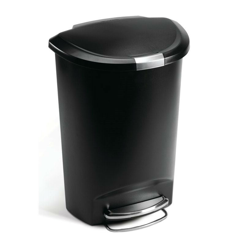 Bote de basura de cocina negro de 13 galones con tapa de pedal