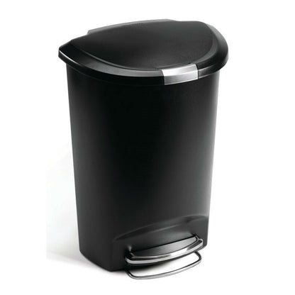 Bote de basura de cocina negro de 13 galones con tapa de pedal