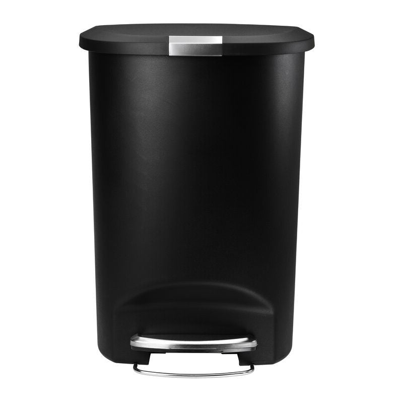 Bote de basura de cocina negro de 13 galones con tapa de pedal