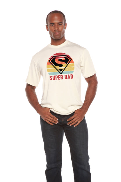 Spun Bamboo Super Dad men's bamboo viscose organic cotton tee white with black shield logo on Tampa Home & Garden Store