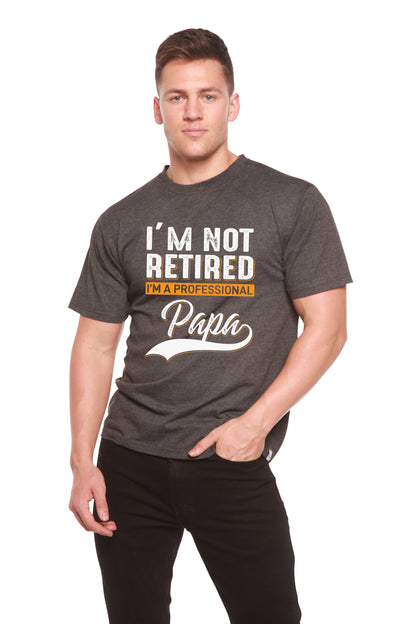 Charcoal men's printed short sleeve graphic tee by Spun Bamboo I’m Not Retired Papa on Tampa Home & Garden Store