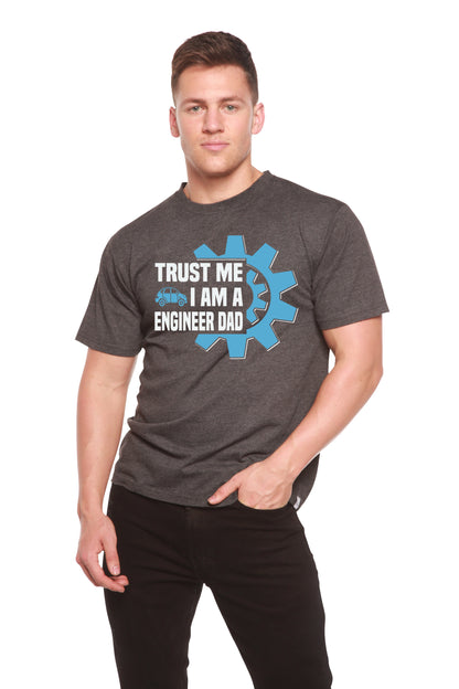 Men's T-shirt Trust Me I Am A Engineer Dad with blue gear in bamboo viscose/organic cotton on Tampa Home & Garden Store